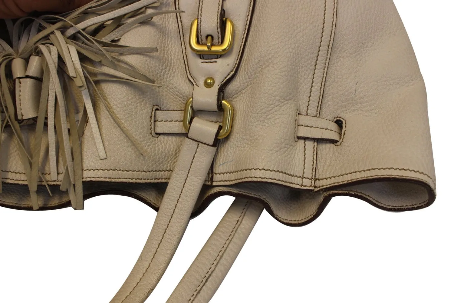 PRADA Milano Leather White Hobo Bag