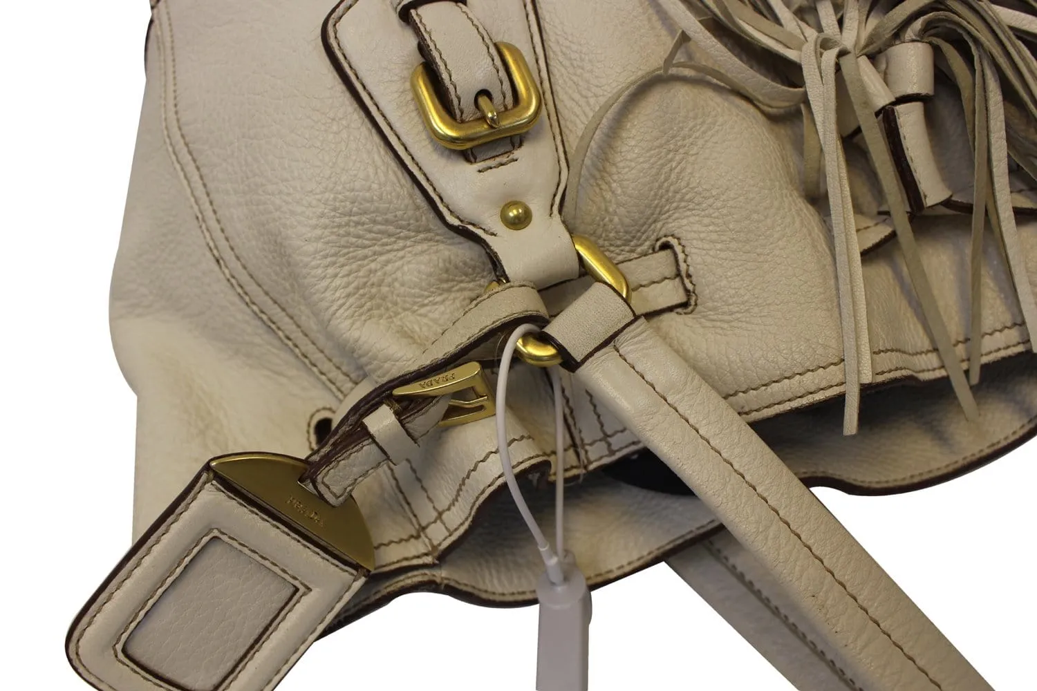 PRADA Milano Leather White Hobo Bag
