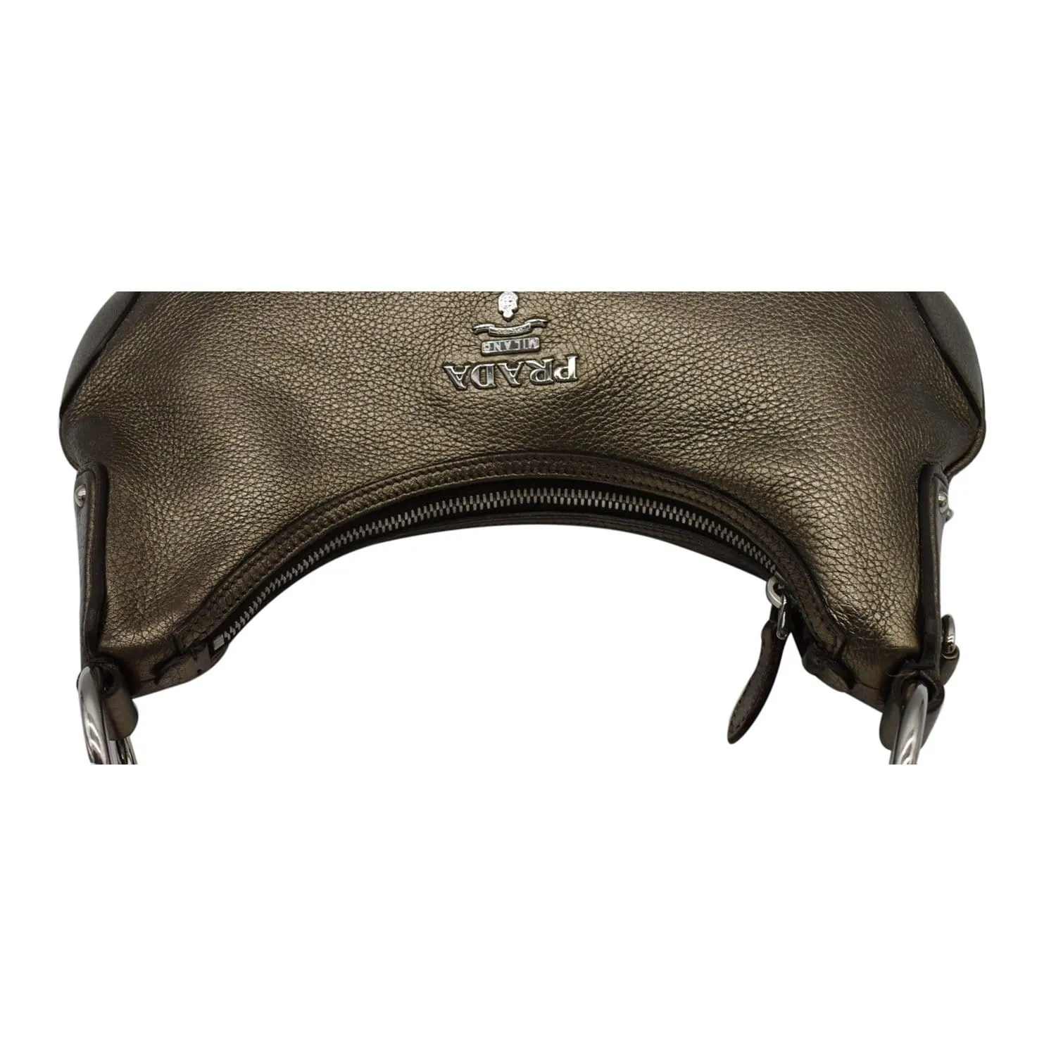 PRADA Vitello Daino Leather Hobo Bag Metallic Gold - 10% OFF