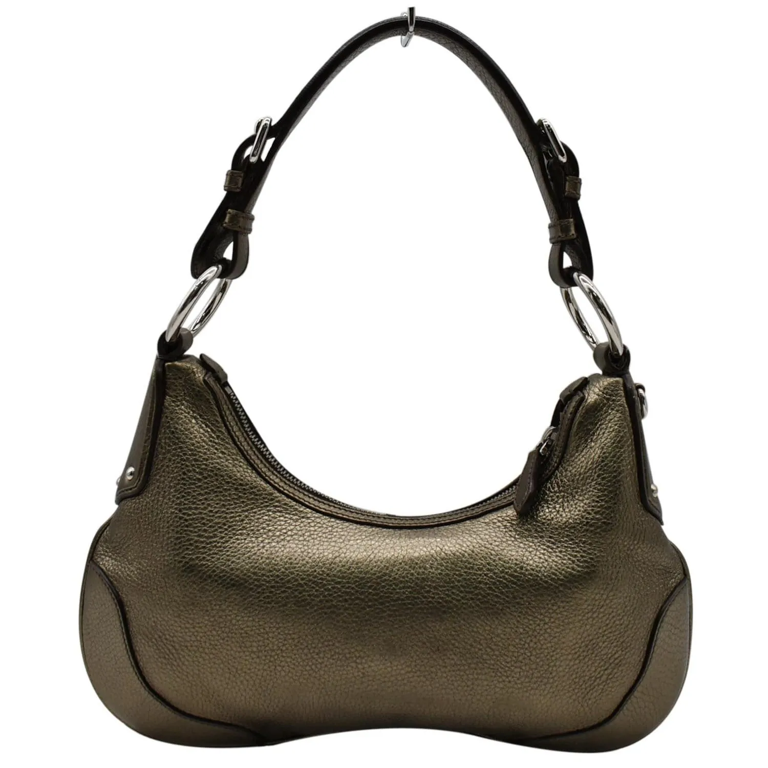 PRADA Vitello Daino Leather Hobo Bag Metallic Gold - 10% OFF