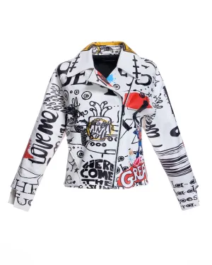 Printed Biker Jacket