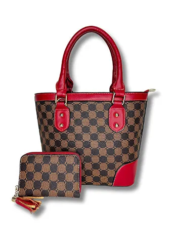 PRINTED CANVAS SATCHEL WITH MATCHING WALLET SET(MMA1024) <Bundle>
