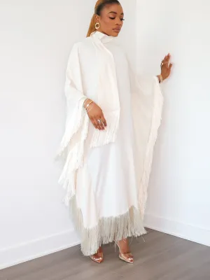 Queen Rania High-Neck Dress (Cream)