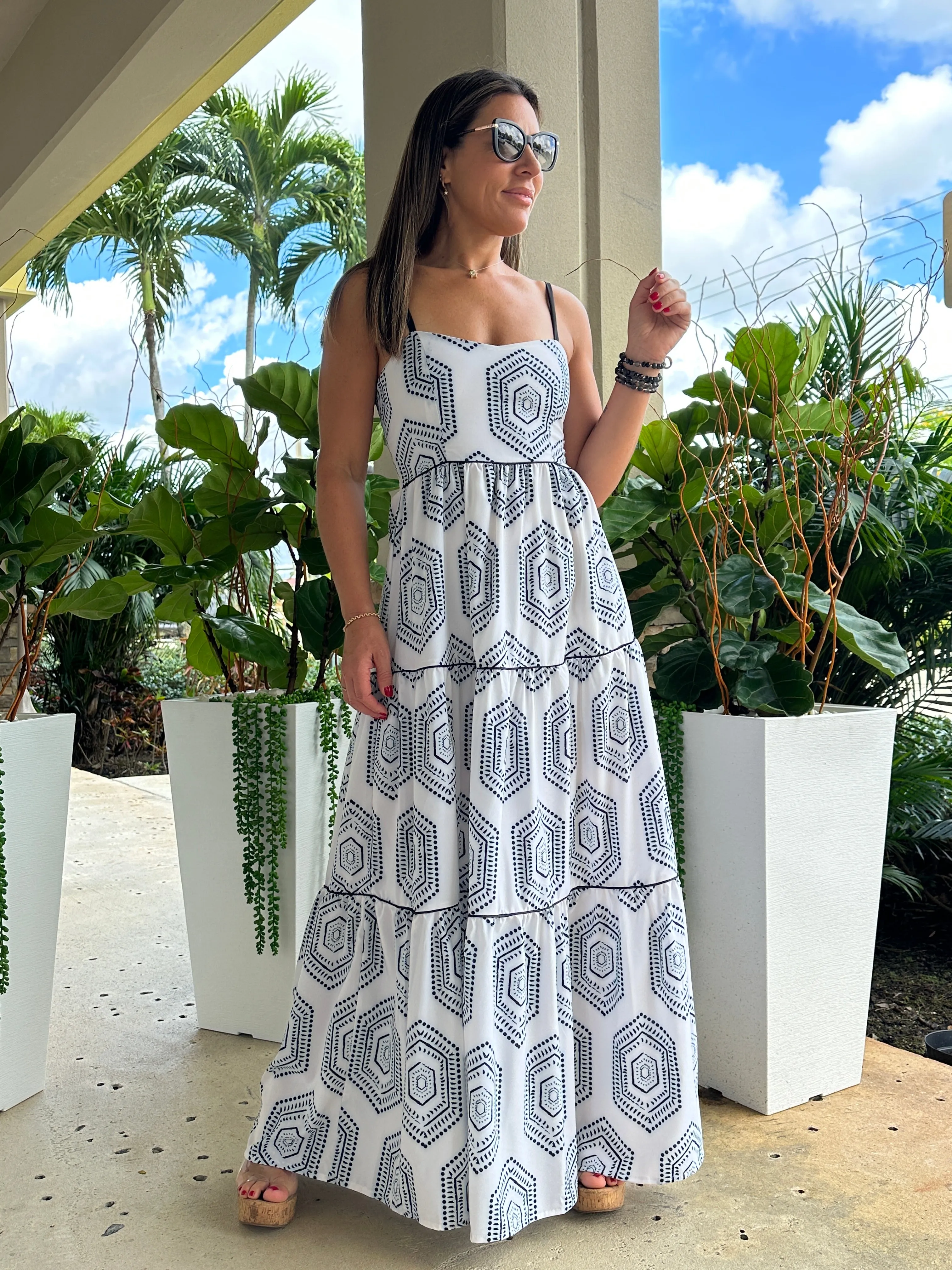 "Mar De Lua" Printed Sleeveless Dress