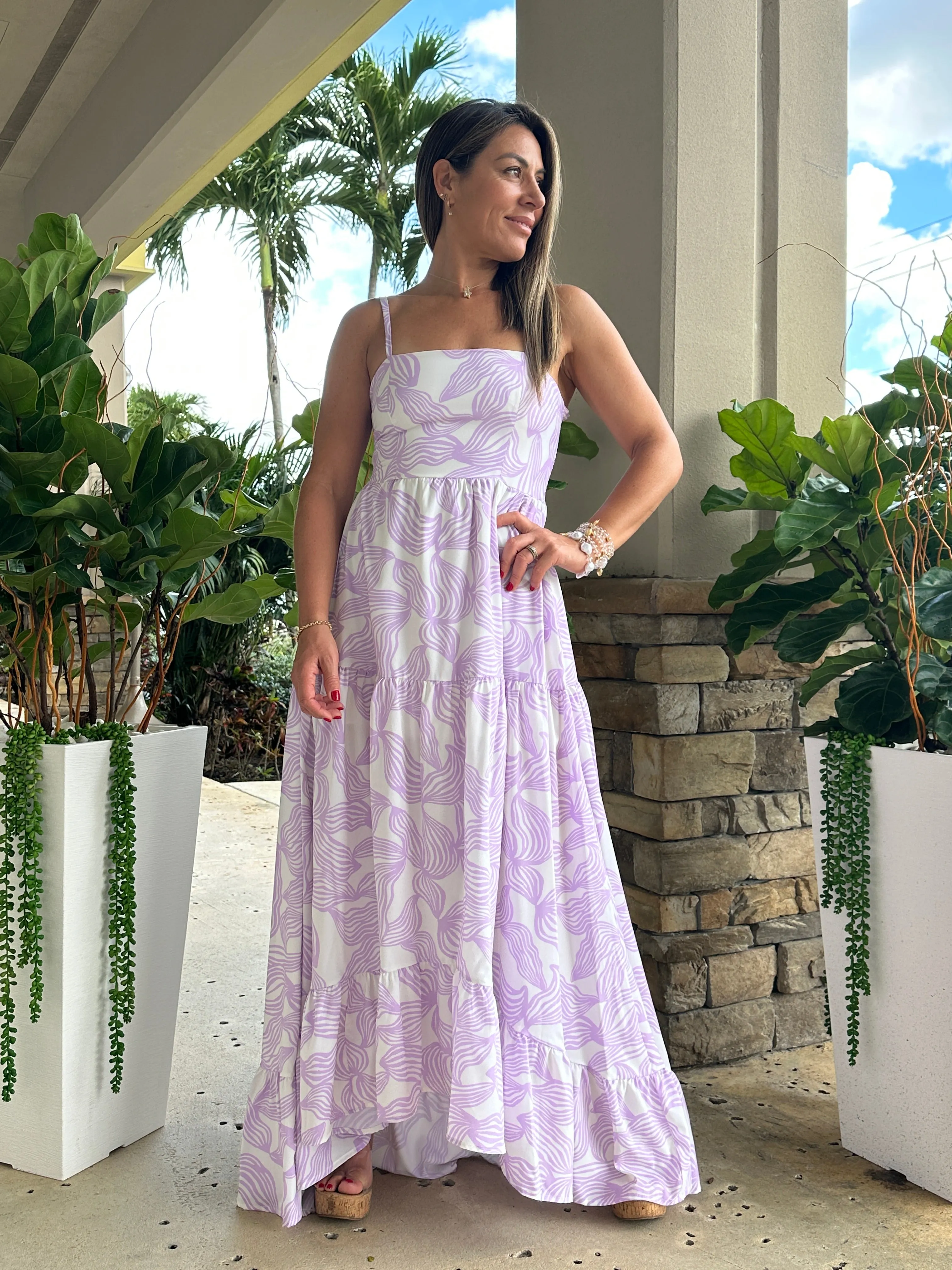 "Mar De Lua" Printed Sleeveless Dress
