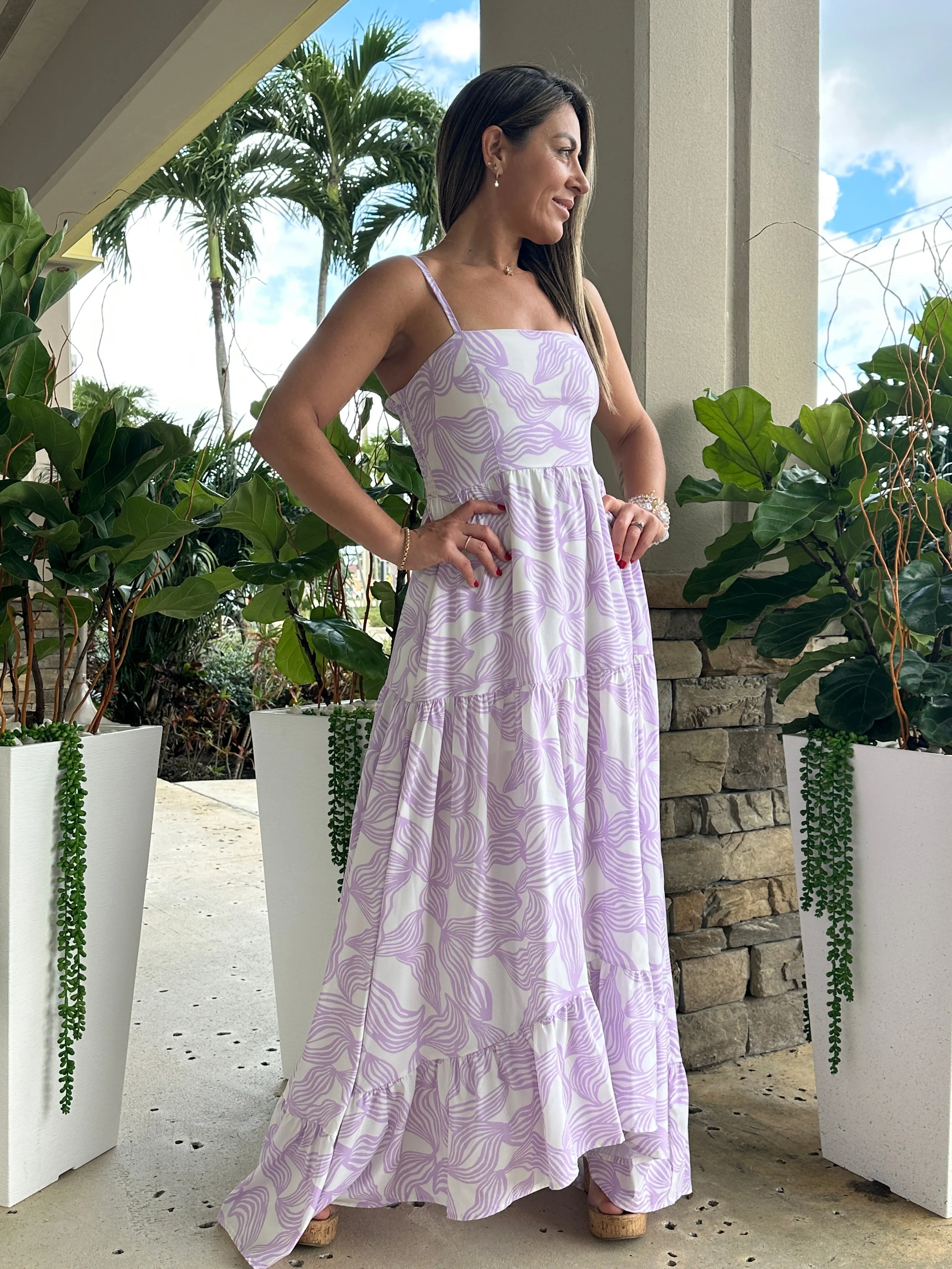 "Mar De Lua" Printed Sleeveless Dress