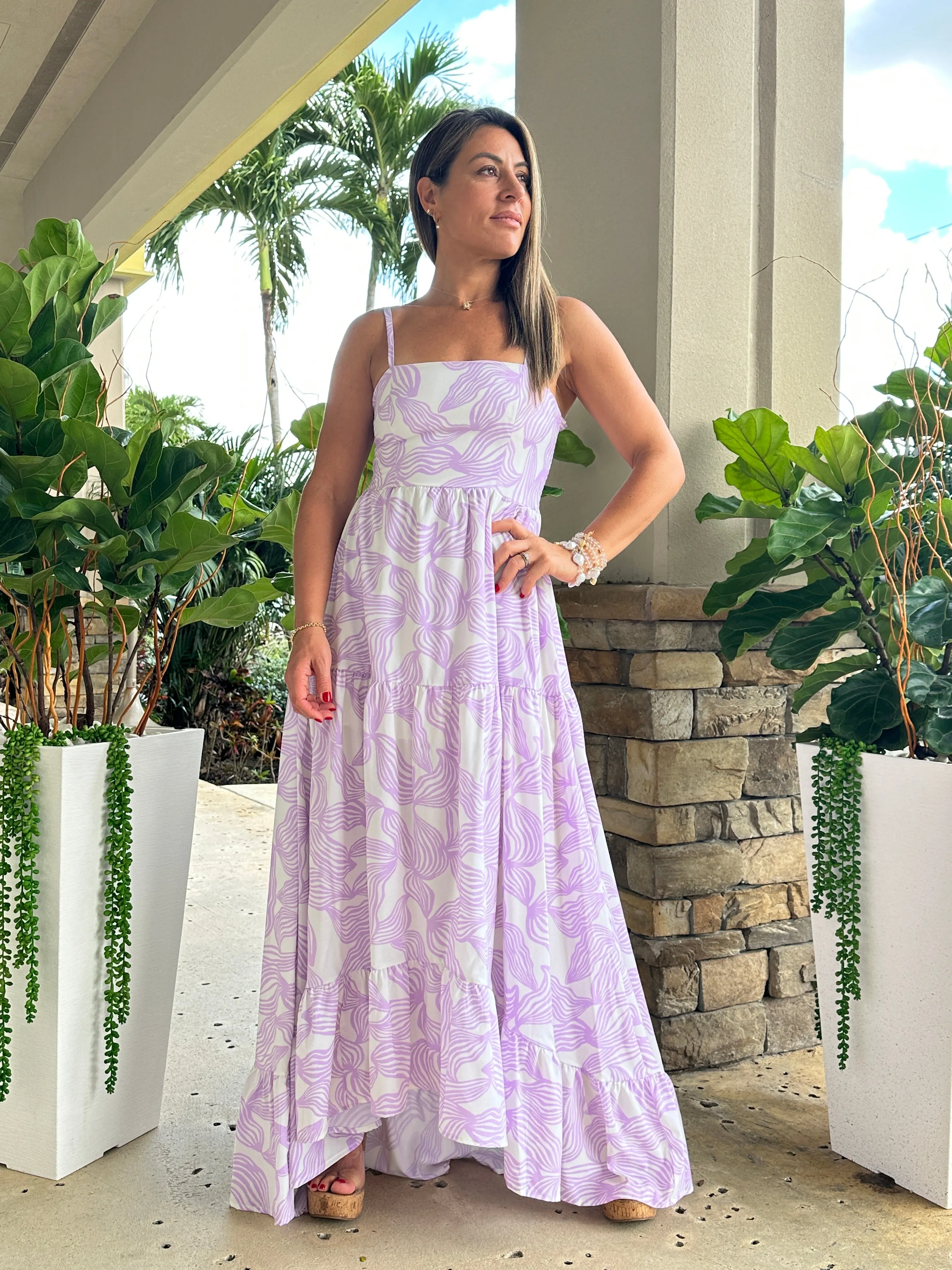"Mar De Lua" Printed Sleeveless Dress