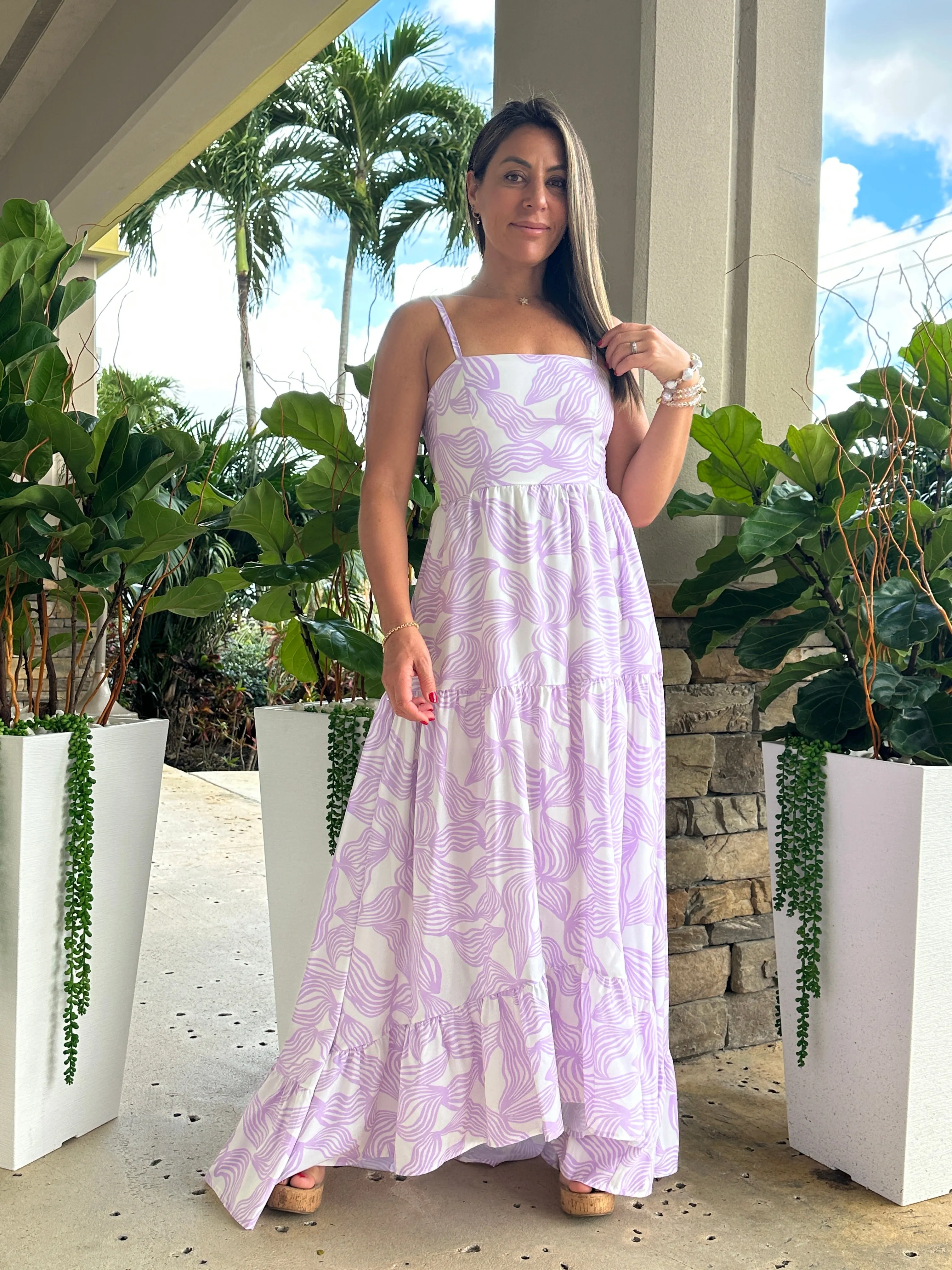 "Mar De Lua" Printed Sleeveless Dress