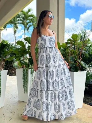 "Mar De Lua" Printed Sleeveless Dress