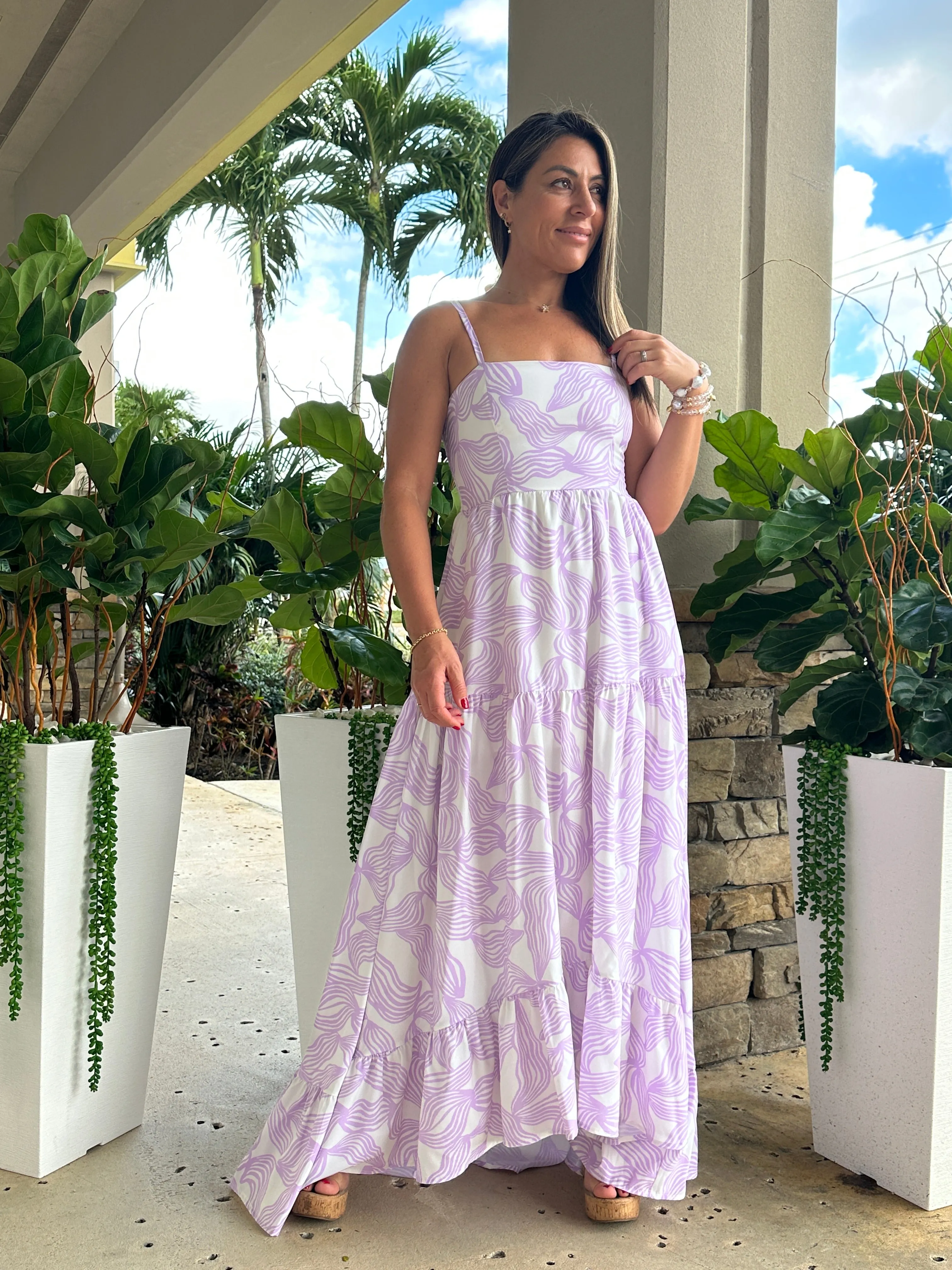 "Mar De Lua" Printed Sleeveless Dress