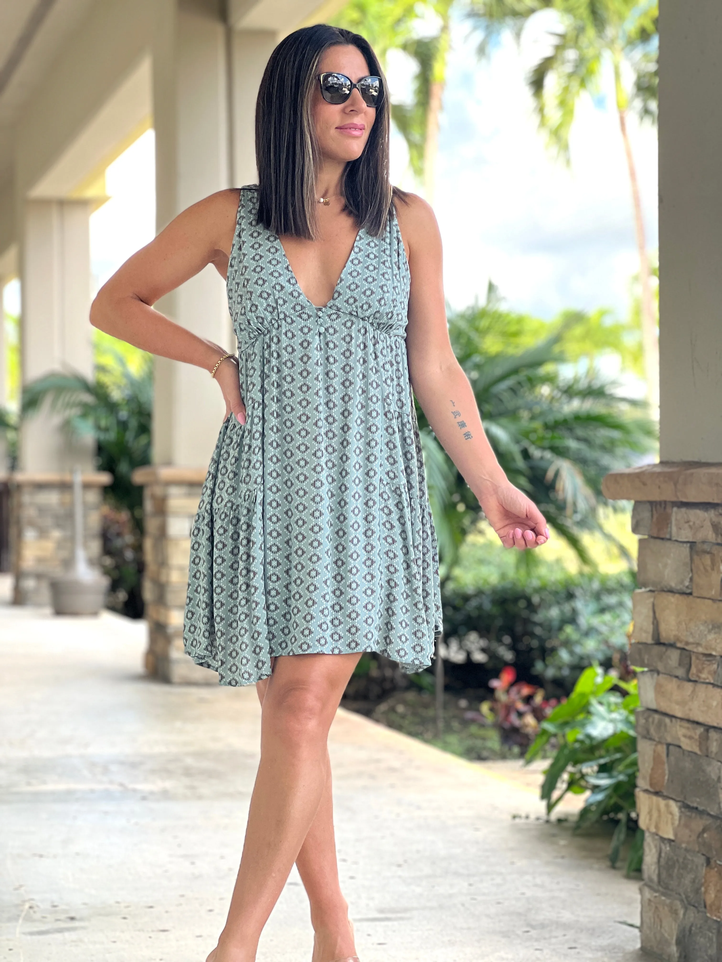 "Nydi" Sleeveless V Neck Mini Dress