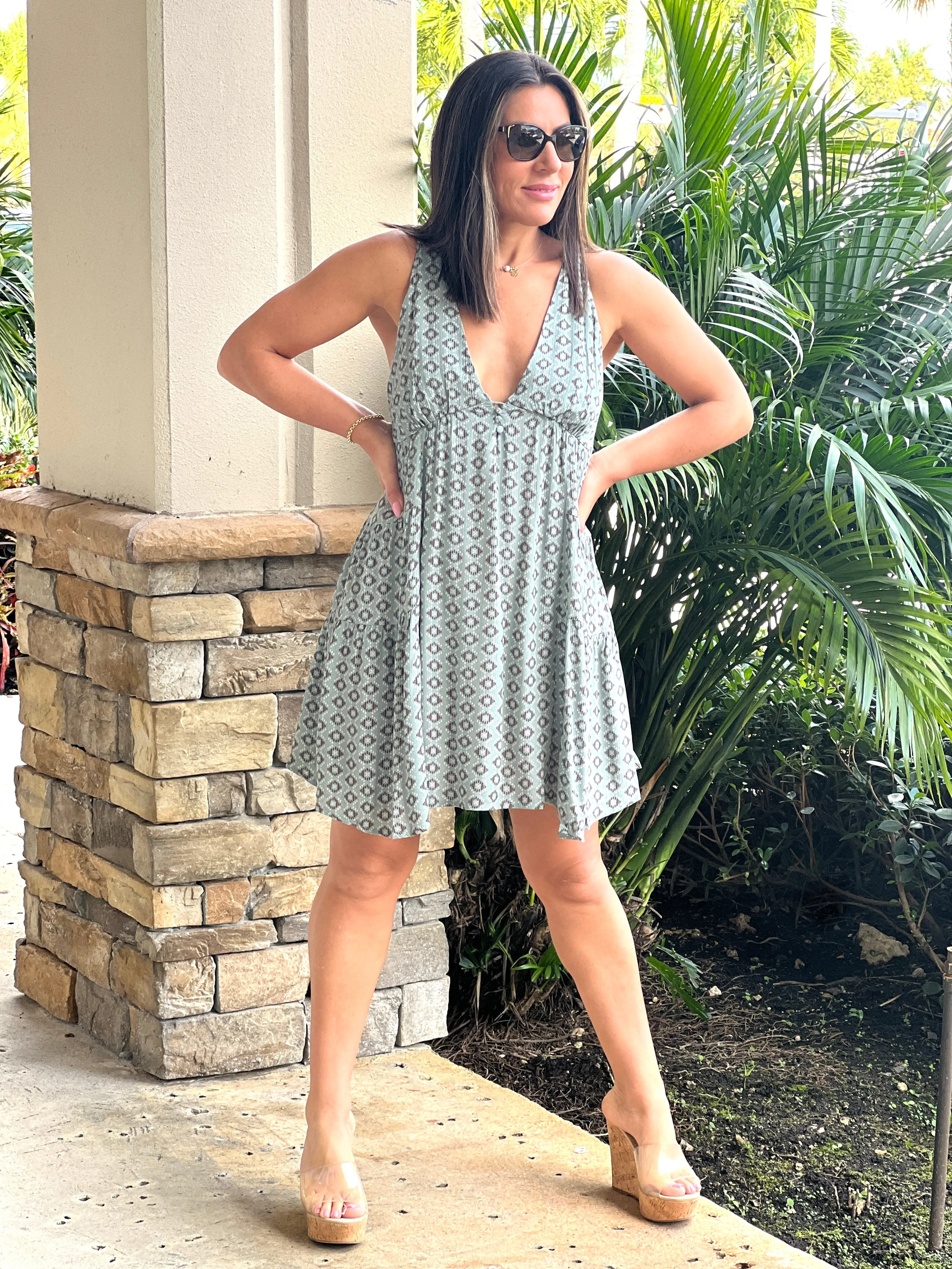 "Nydi" Sleeveless V Neck Mini Dress