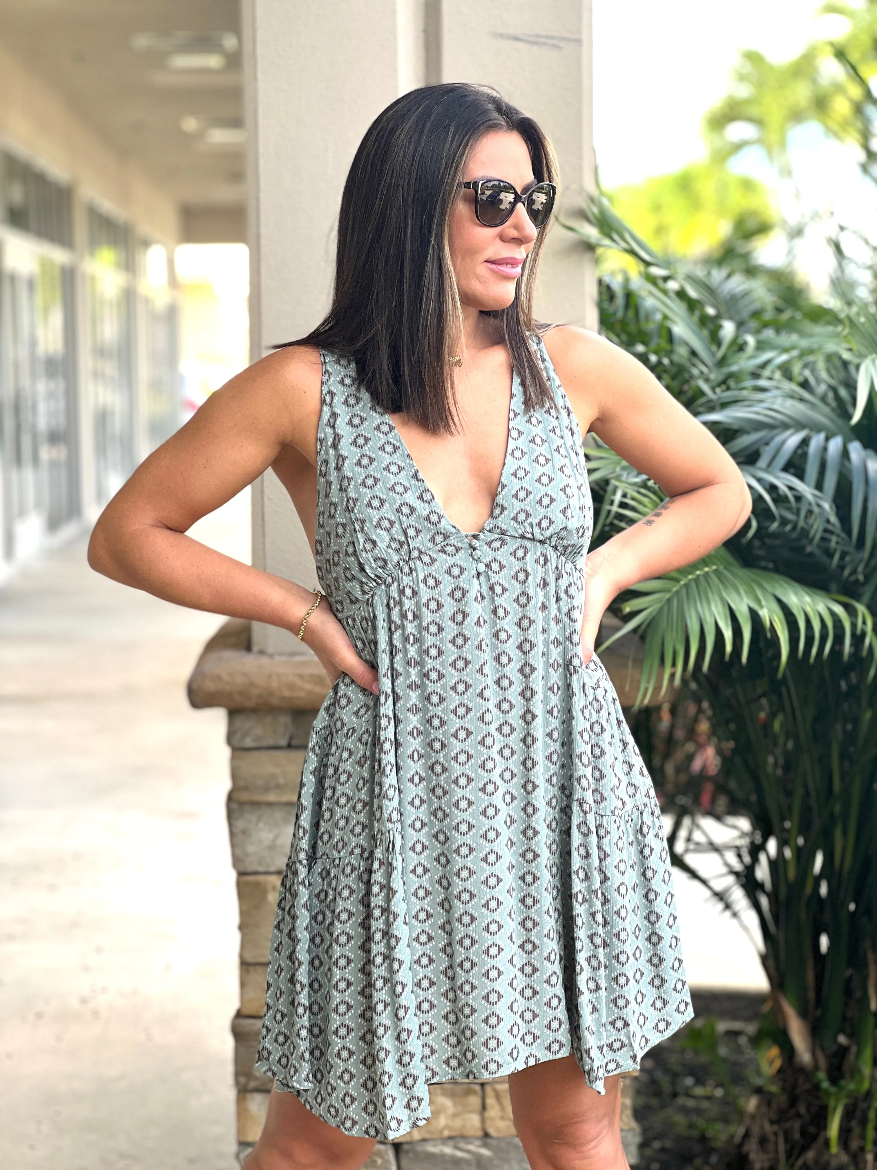 "Nydi" Sleeveless V Neck Mini Dress