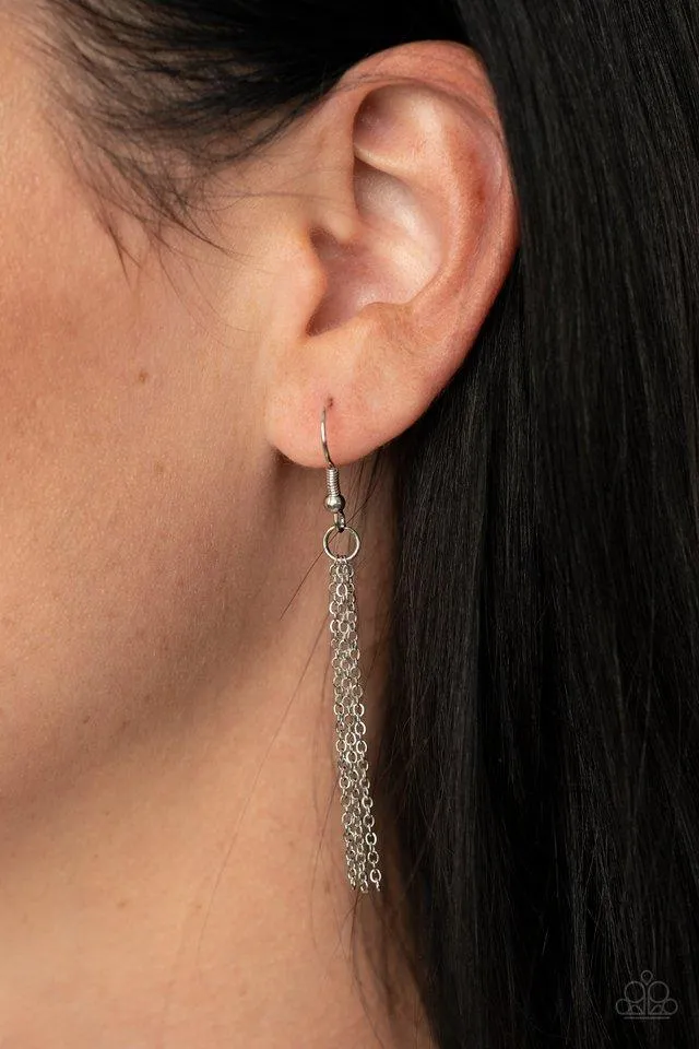 "Sparkly Spectrum" Silver Metal Pink to Brown Ombre Rhinestone Bar Necklace Set