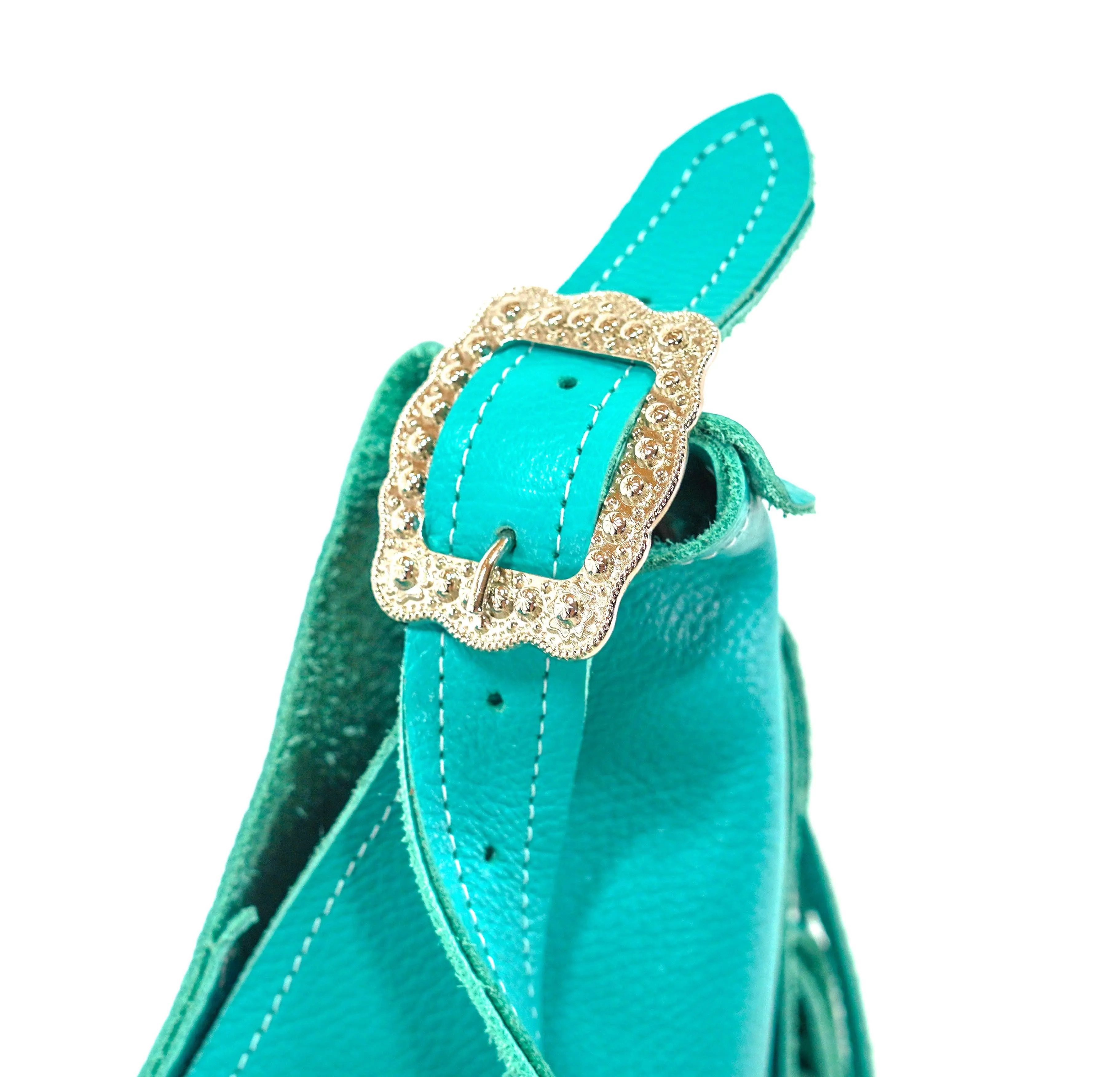 Reba - All Embossed w/ Turq. Leather