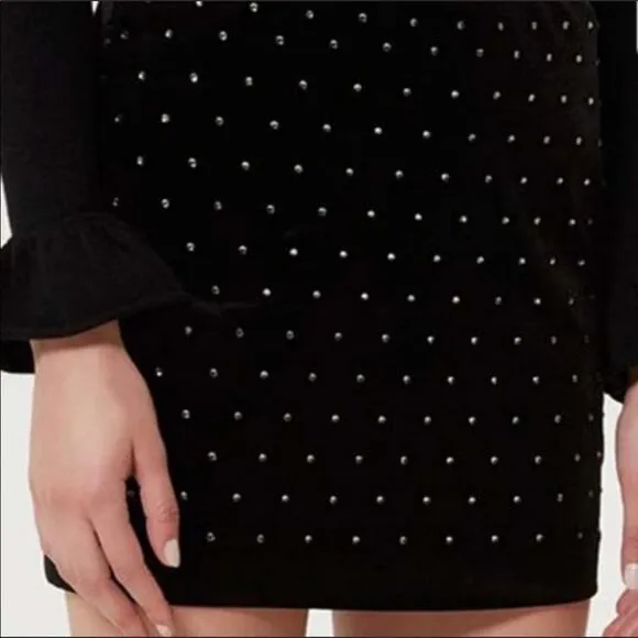 Rebecca Minkoff Betsy Black Rhinestone Velvet Mini Skirt Size 4 NWT