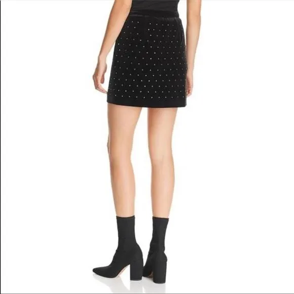 Rebecca Minkoff Betsy Black Rhinestone Velvet Mini Skirt Size 4 NWT