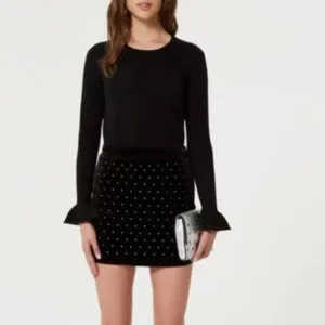 Rebecca Minkoff Betsy Black Rhinestone Velvet Mini Skirt Size 4 NWT