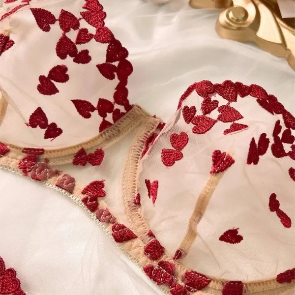 Red and Cream Lingerie Set