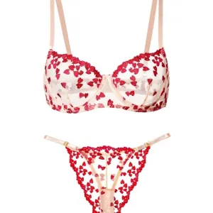Red and Cream Lingerie Set