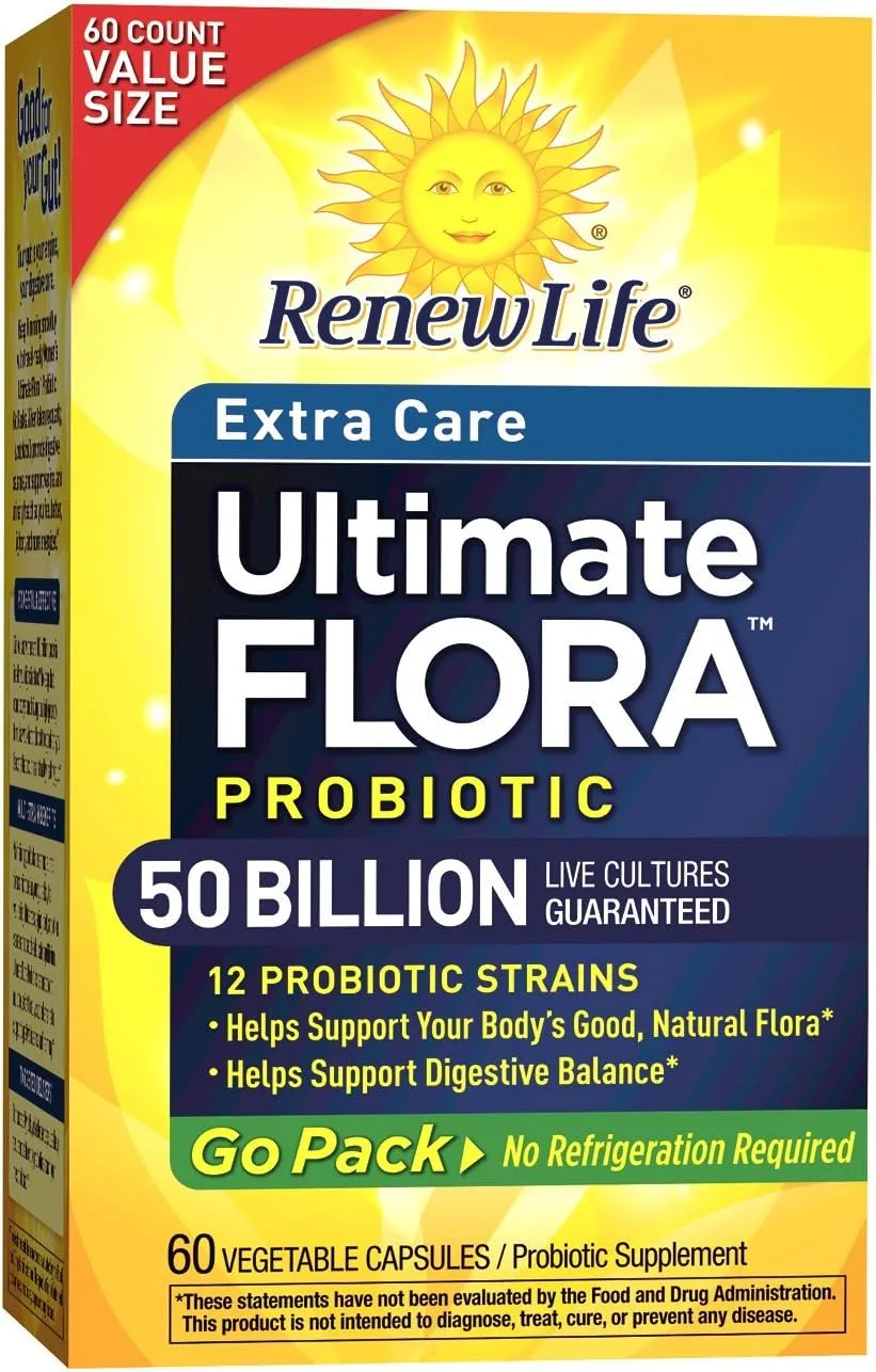 Renew Life Extra Care Ultimate Flora Probiotic 50 Billion Go Pack, 60 CT
