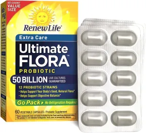 Renew Life Extra Care Ultimate Flora Probiotic 50 Billion Go Pack, 60 CT