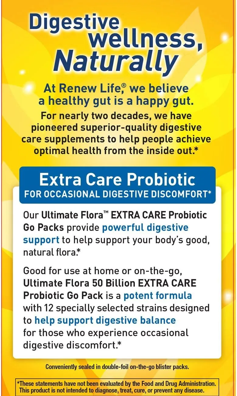 Renew Life Extra Care Ultimate Flora Probiotic 50 Billion Go Pack, 60 CT