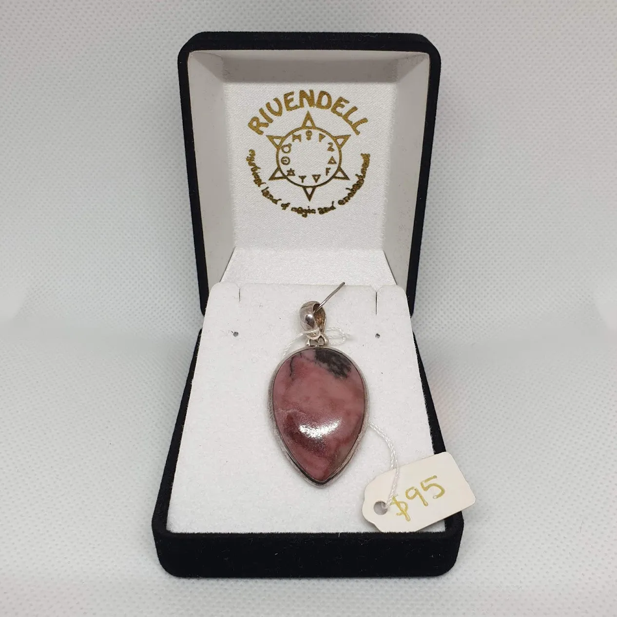 Reverse Teardrop Rhodonite 925 Sterling Silver Pendant
