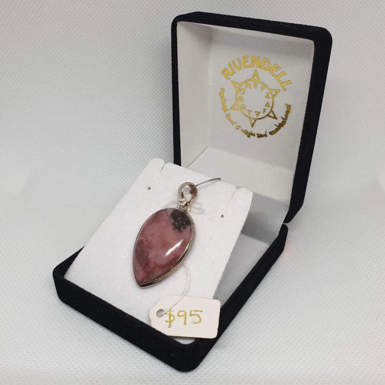 Reverse Teardrop Rhodonite 925 Sterling Silver Pendant