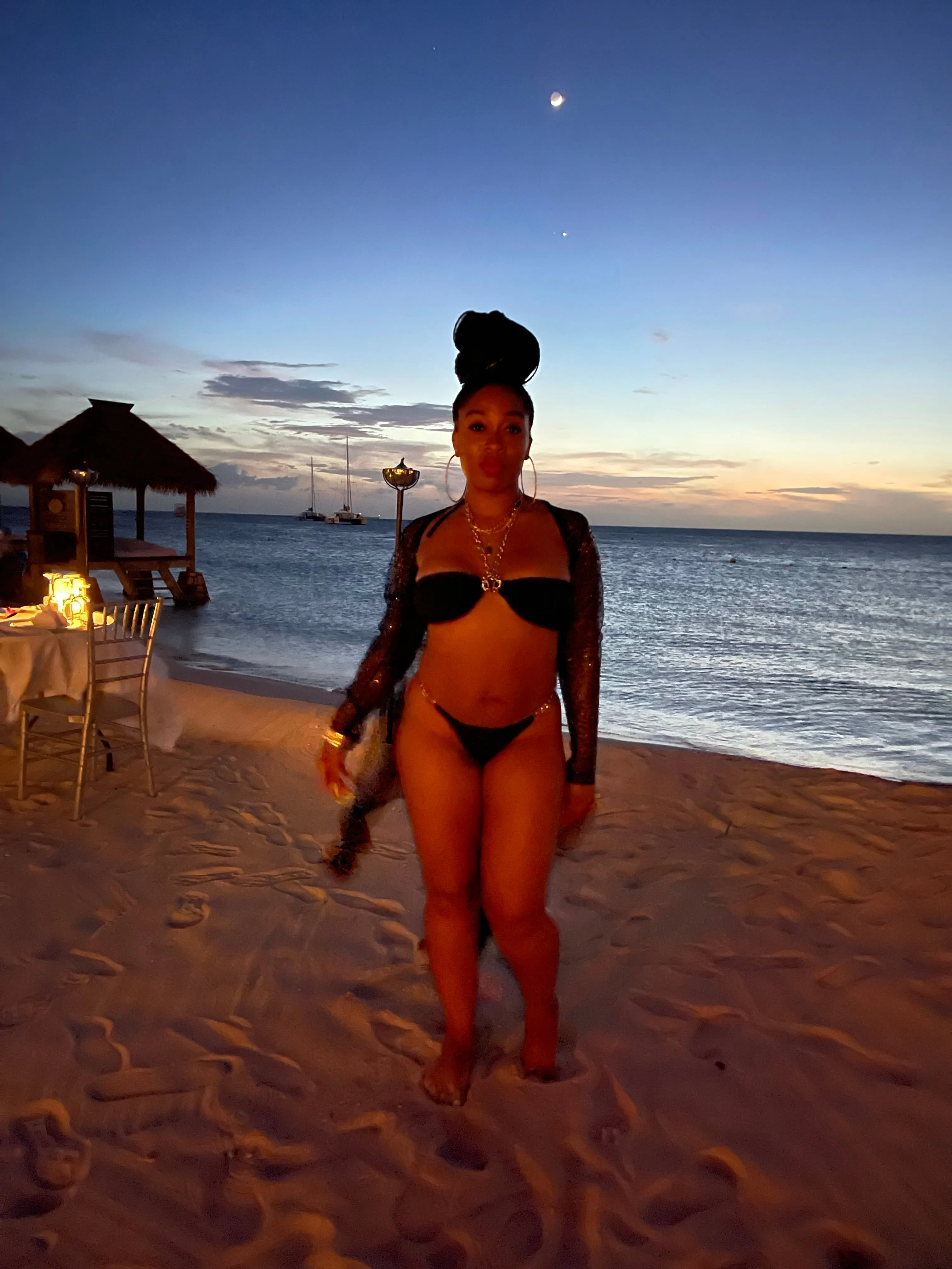 Rich & Elegant- Black 2 Piece Gold Chain Swimsuit