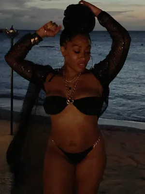 Rich & Elegant- Black 2 Piece Gold Chain Swimsuit