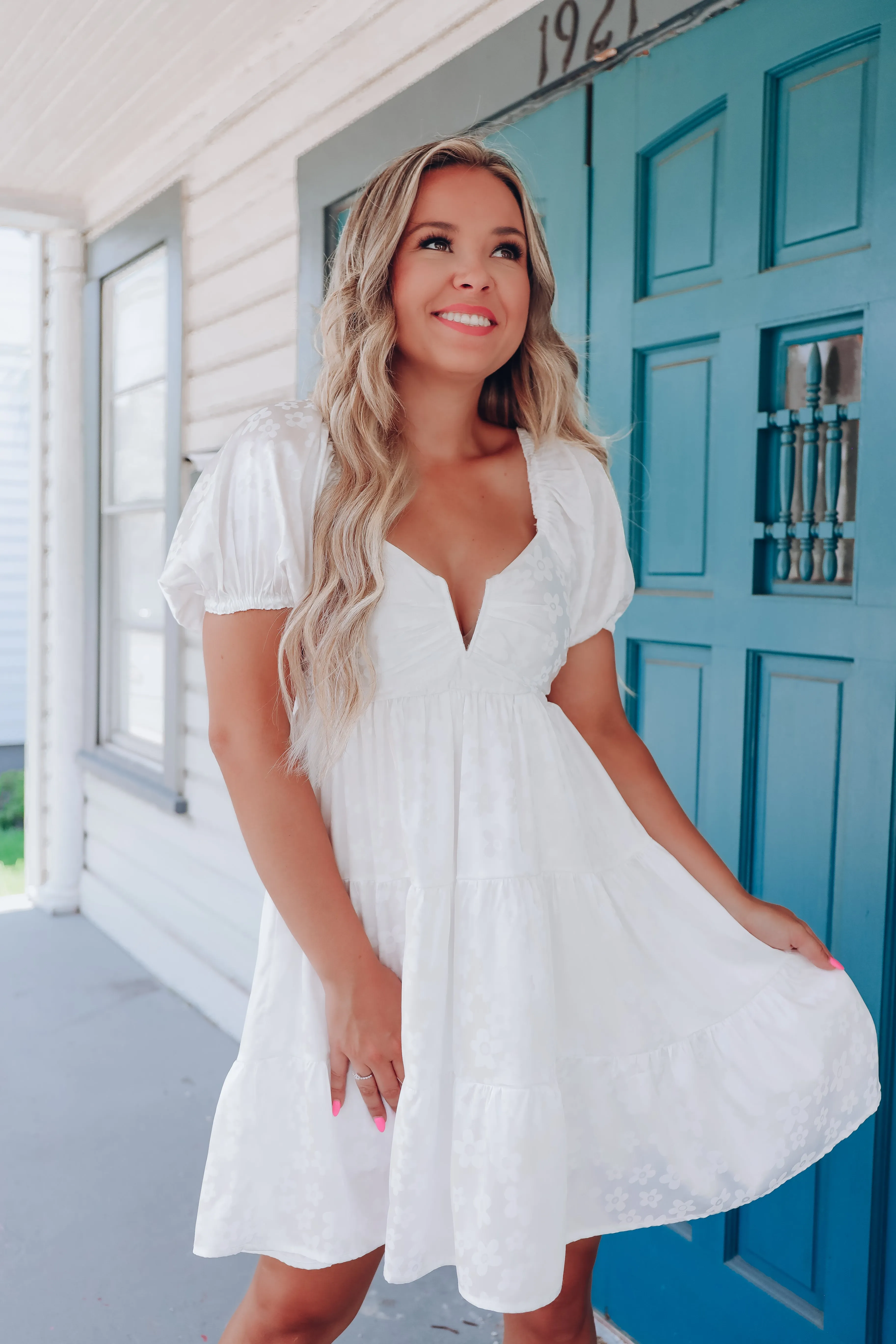 Rosalie Floral Satin Mini Dress - White