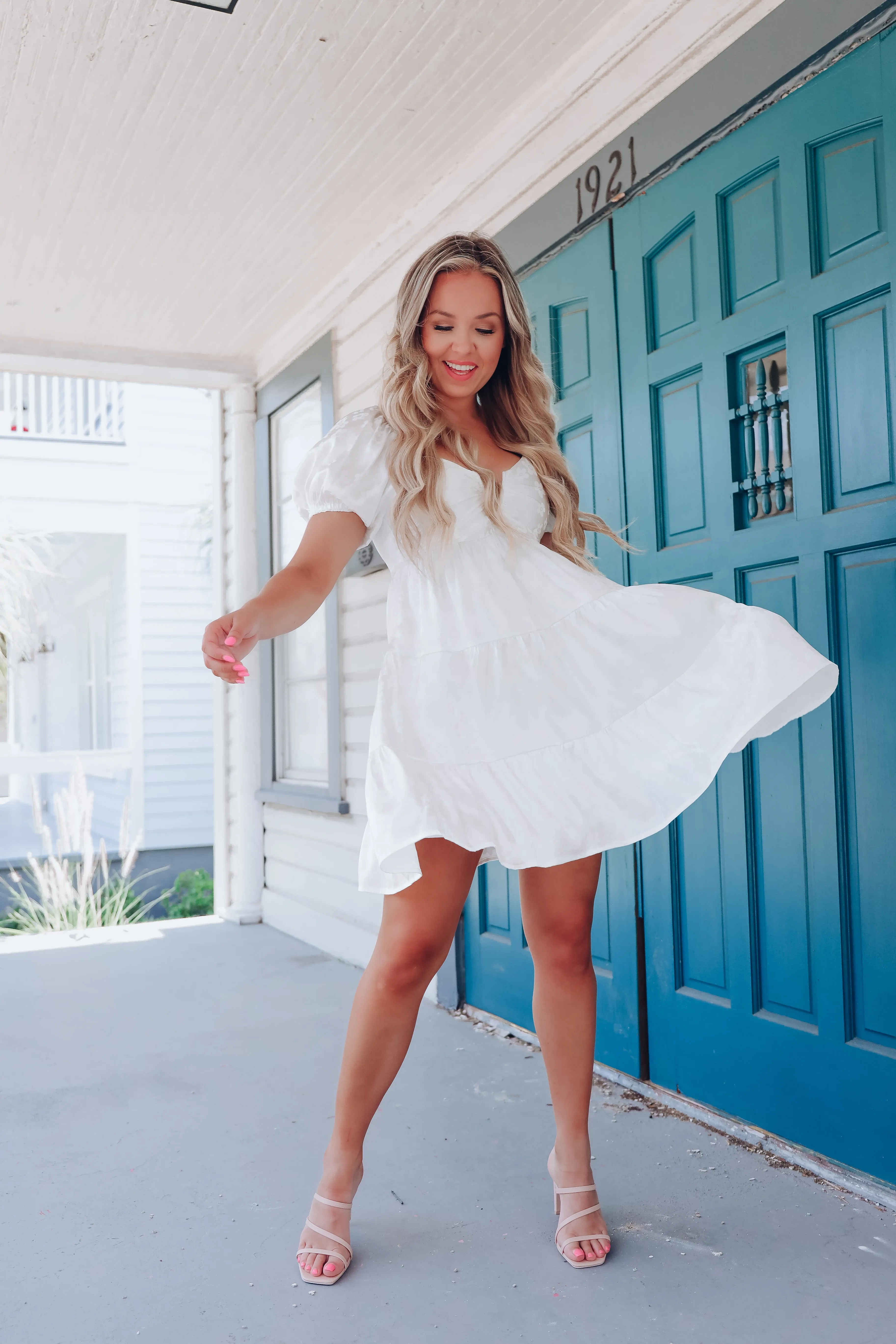Rosalie Floral Satin Mini Dress - White