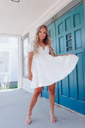 Rosalie Floral Satin Mini Dress - White
