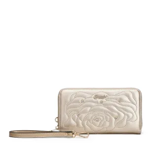 Rosette 3D Vegan Leather Crystal Wristlet Wallet [RAW8568]