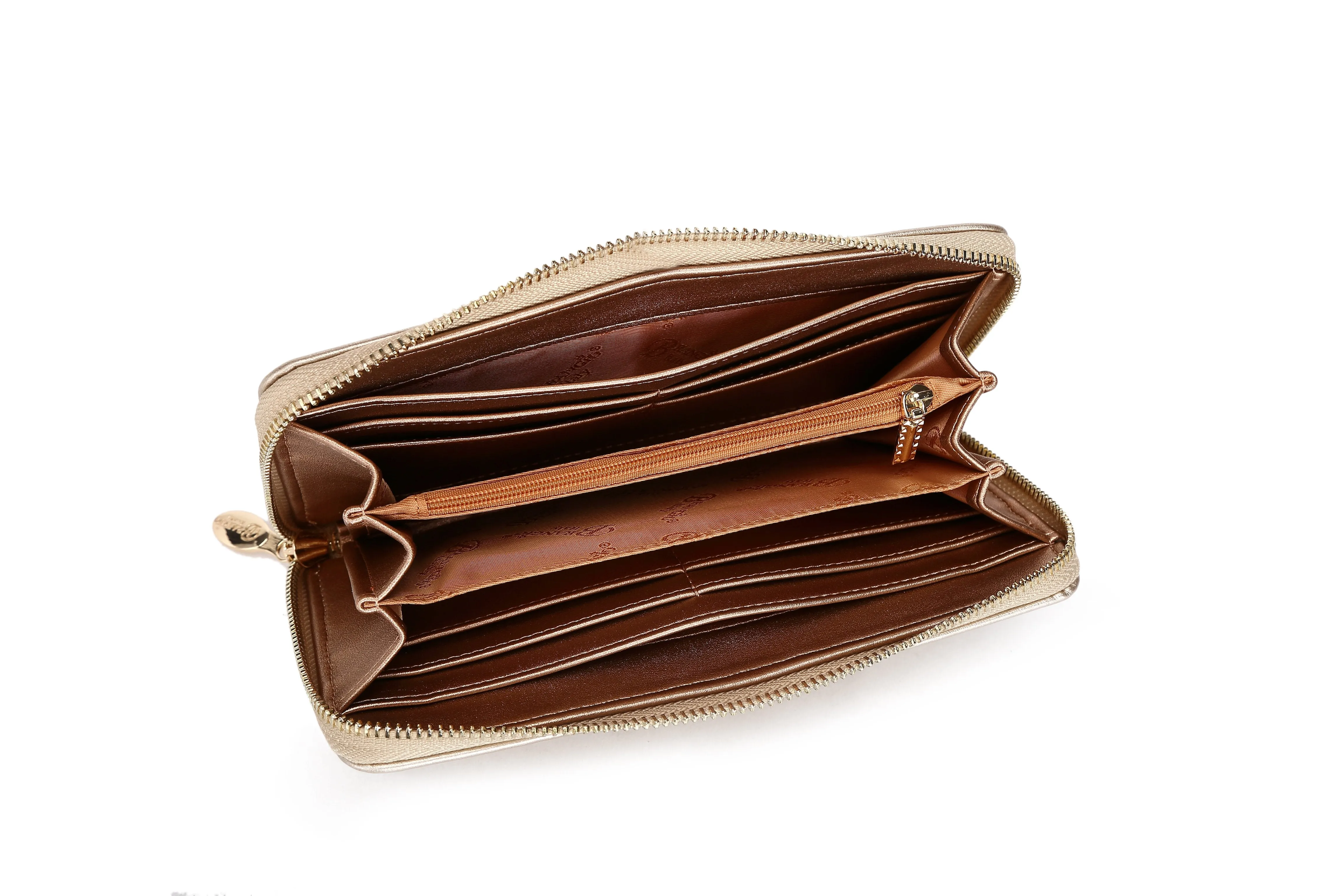 Rosette 3D Vegan Leather Crystal Wristlet Wallet [RAW8568]