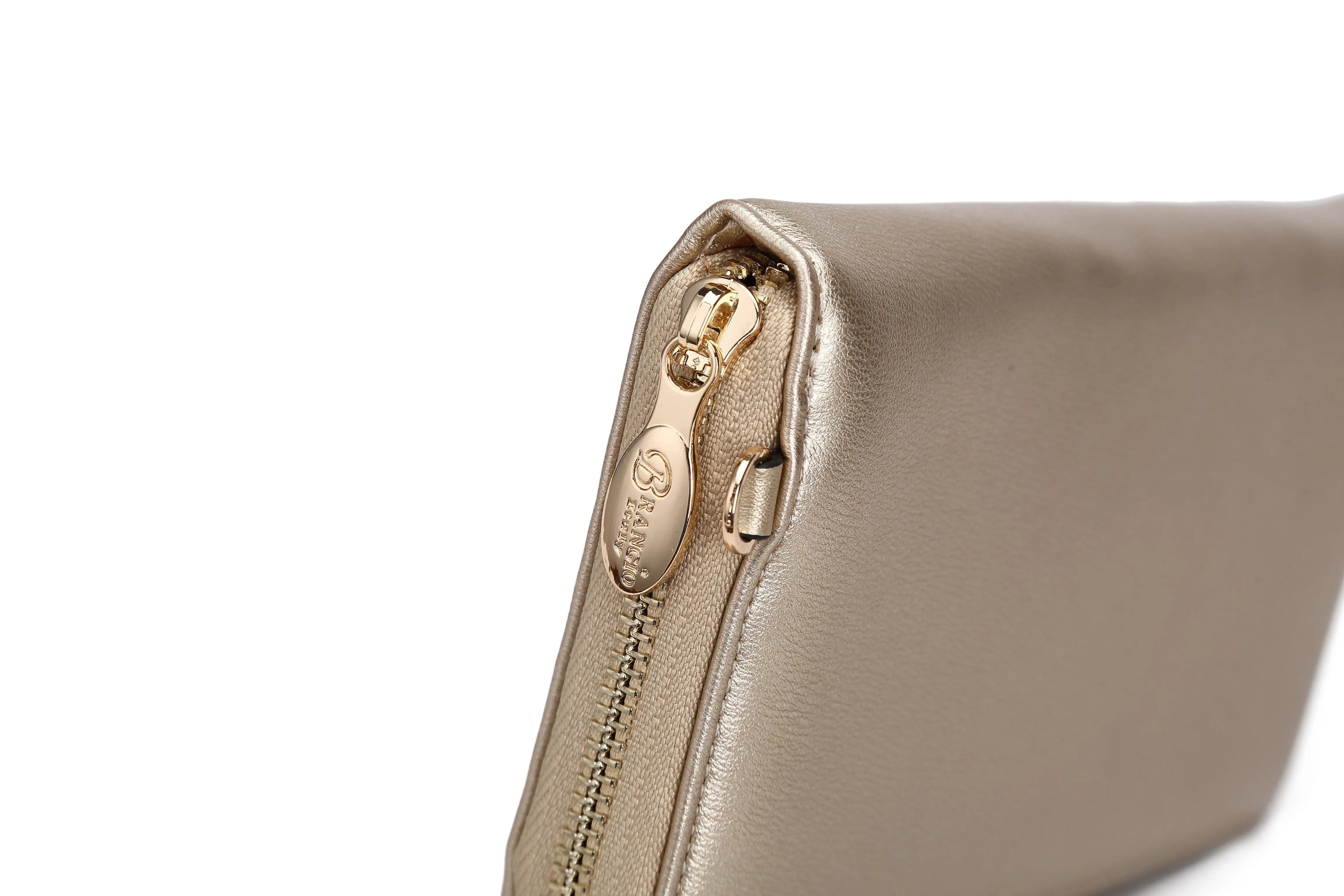 Rosette 3D Vegan Leather Crystal Wristlet Wallet [RAW8568]