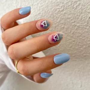 Round light blue pink print