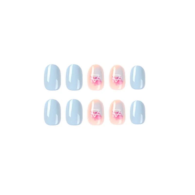 Round light blue pink print