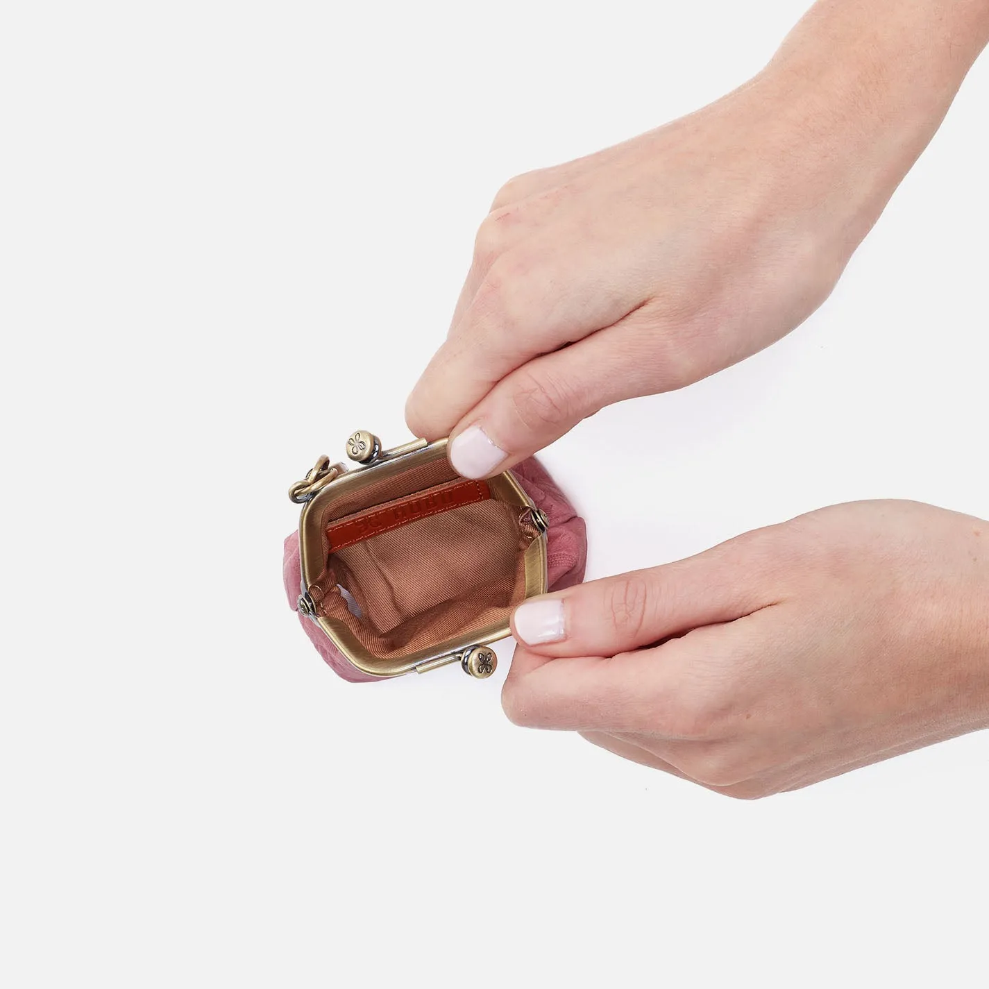 Run Frame Pouch In Tooled Embossed Leather - Mauve Tooled Emboss