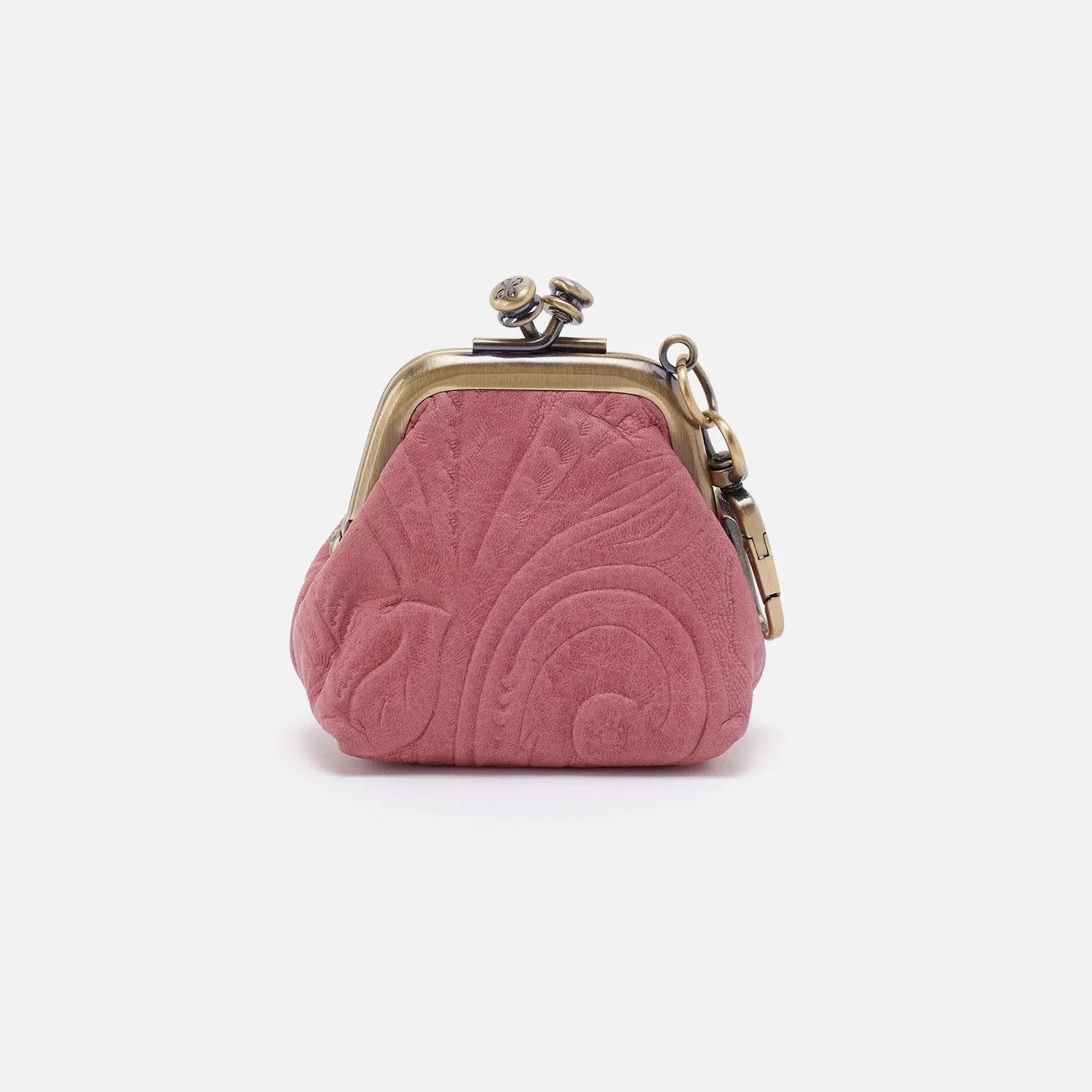 Run Frame Pouch In Tooled Embossed Leather - Mauve Tooled Emboss