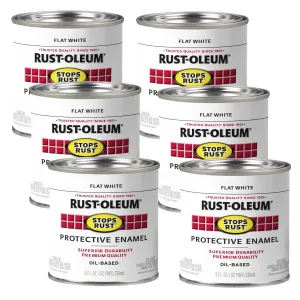 Rust-Oleum 7790730 Protective Enamel Paint, 236ml, Flat White (6 Tins)