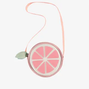 Sac à main pamplemousse rose en faux cuir, enfant || Pink grapefruit purse in faux leather, child