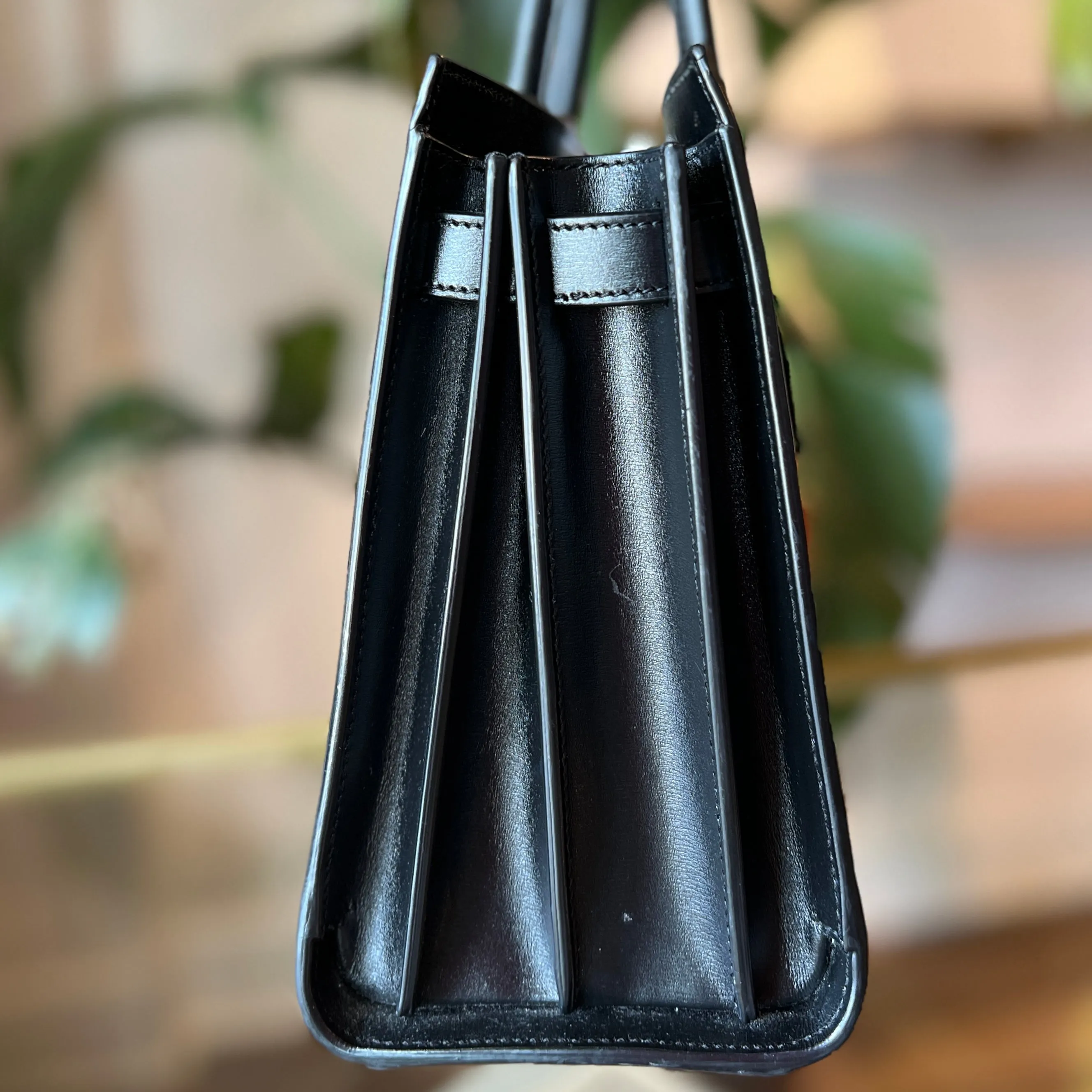 SAINT LAURENT Calfskin Black Small Sac De Jour Satchel