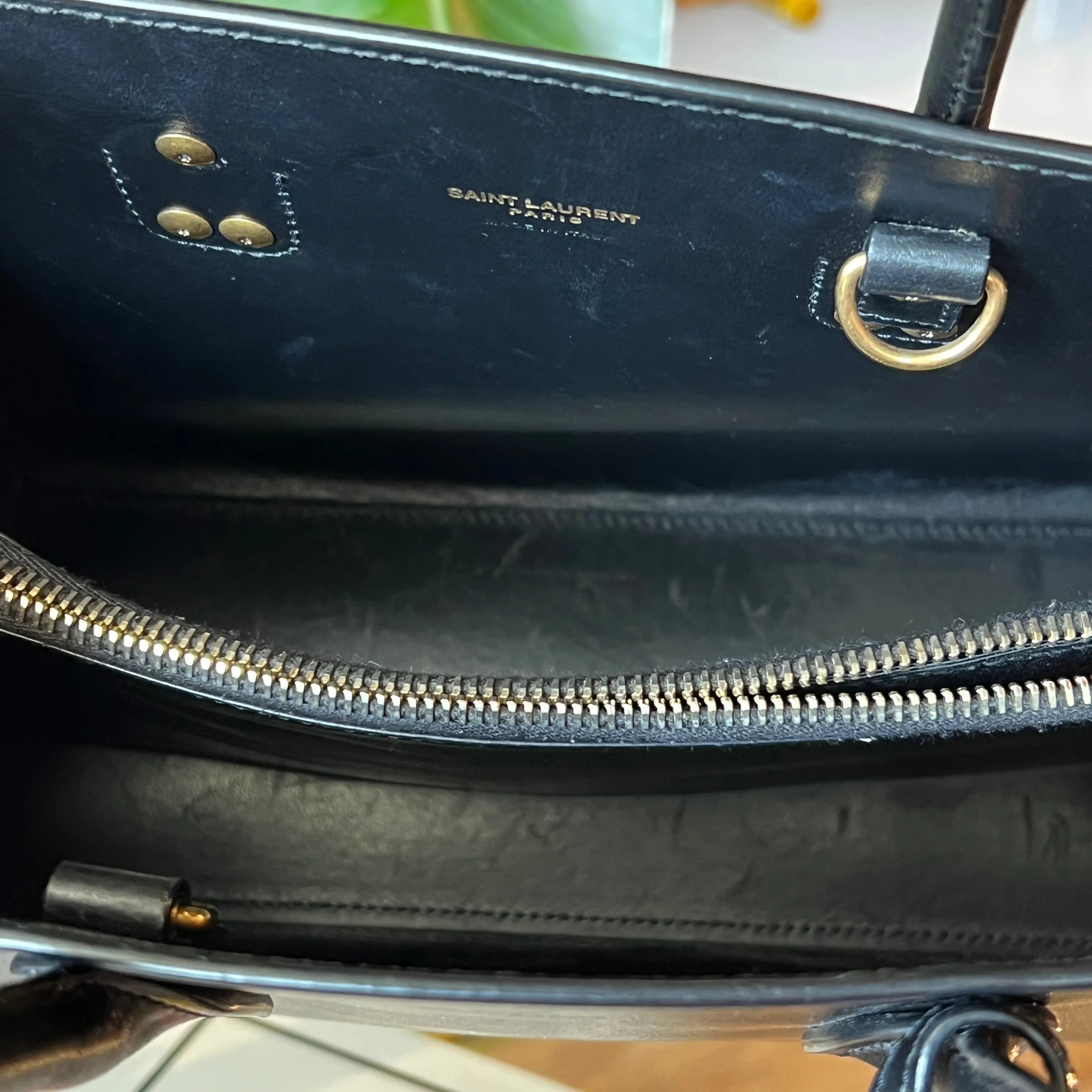 SAINT LAURENT Calfskin Black Small Sac De Jour Satchel