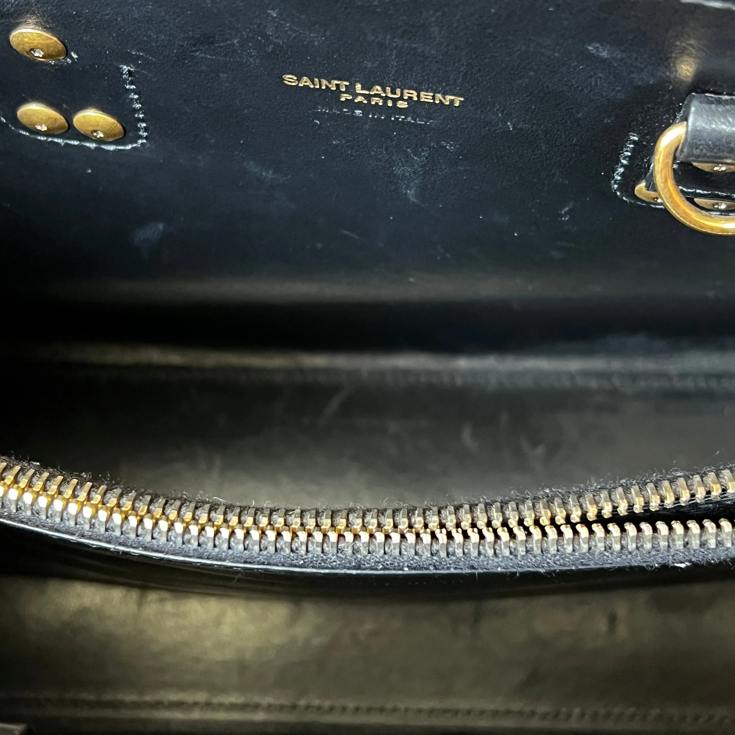 SAINT LAURENT Calfskin Black Small Sac De Jour Satchel