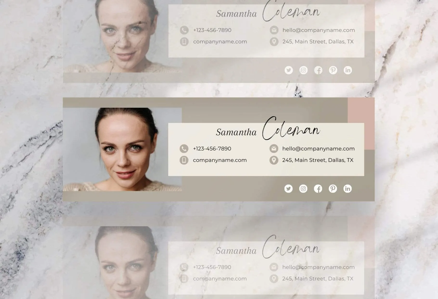 Samantha Email Signature Template Editable Canva Template Rose Gold