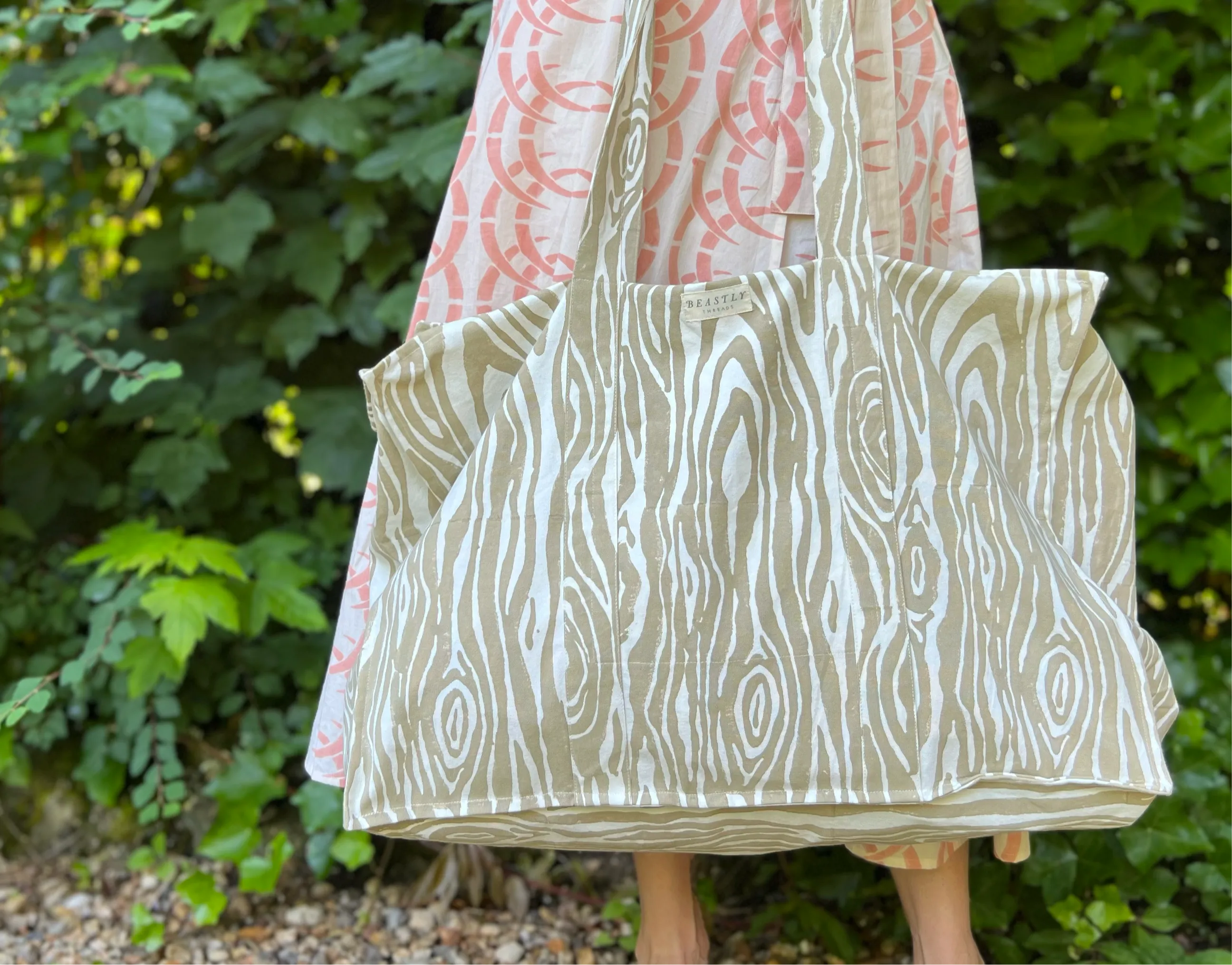 Sand Faux Bois Weekender Tote