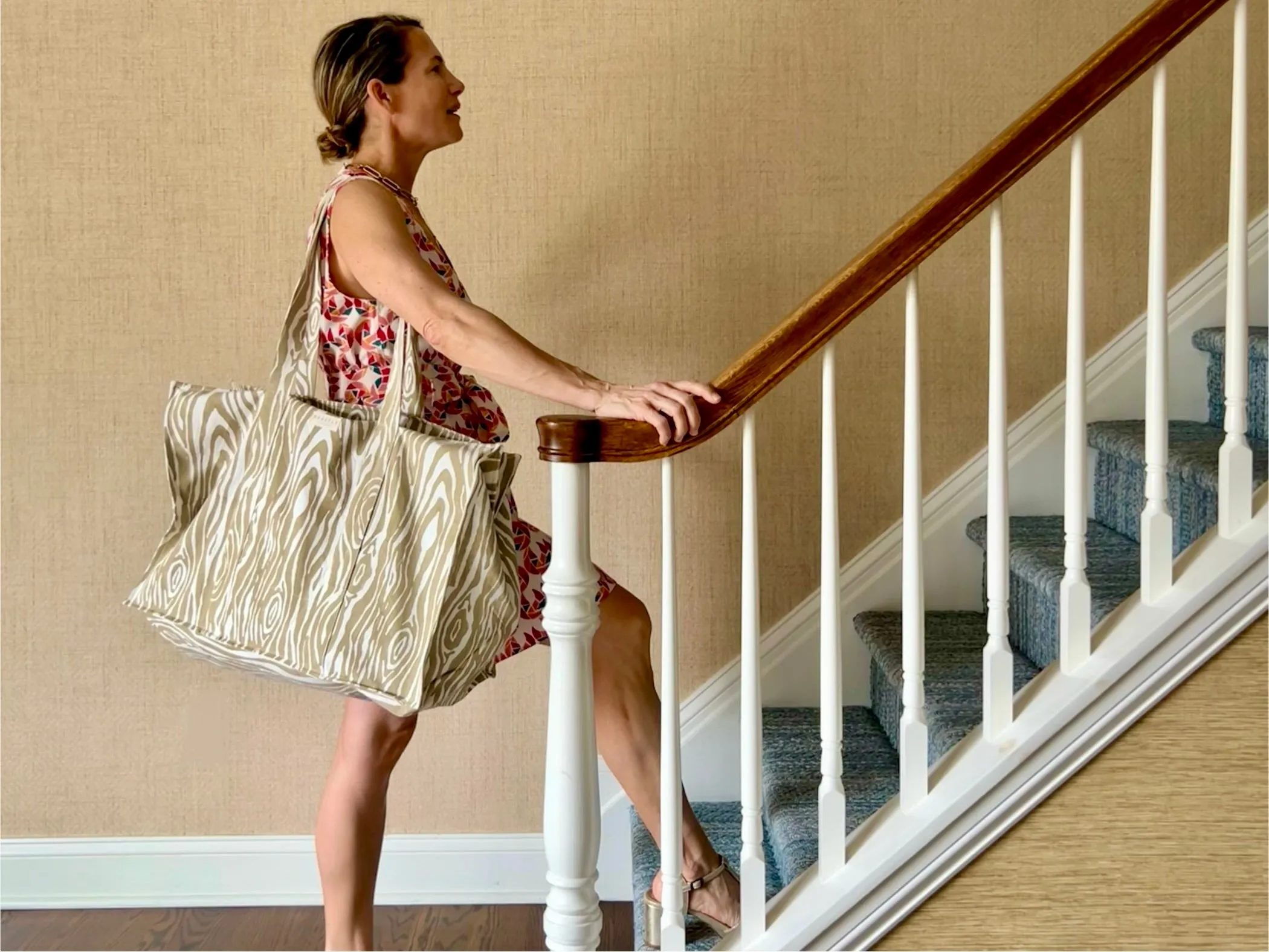 Sand Faux Bois Weekender Tote