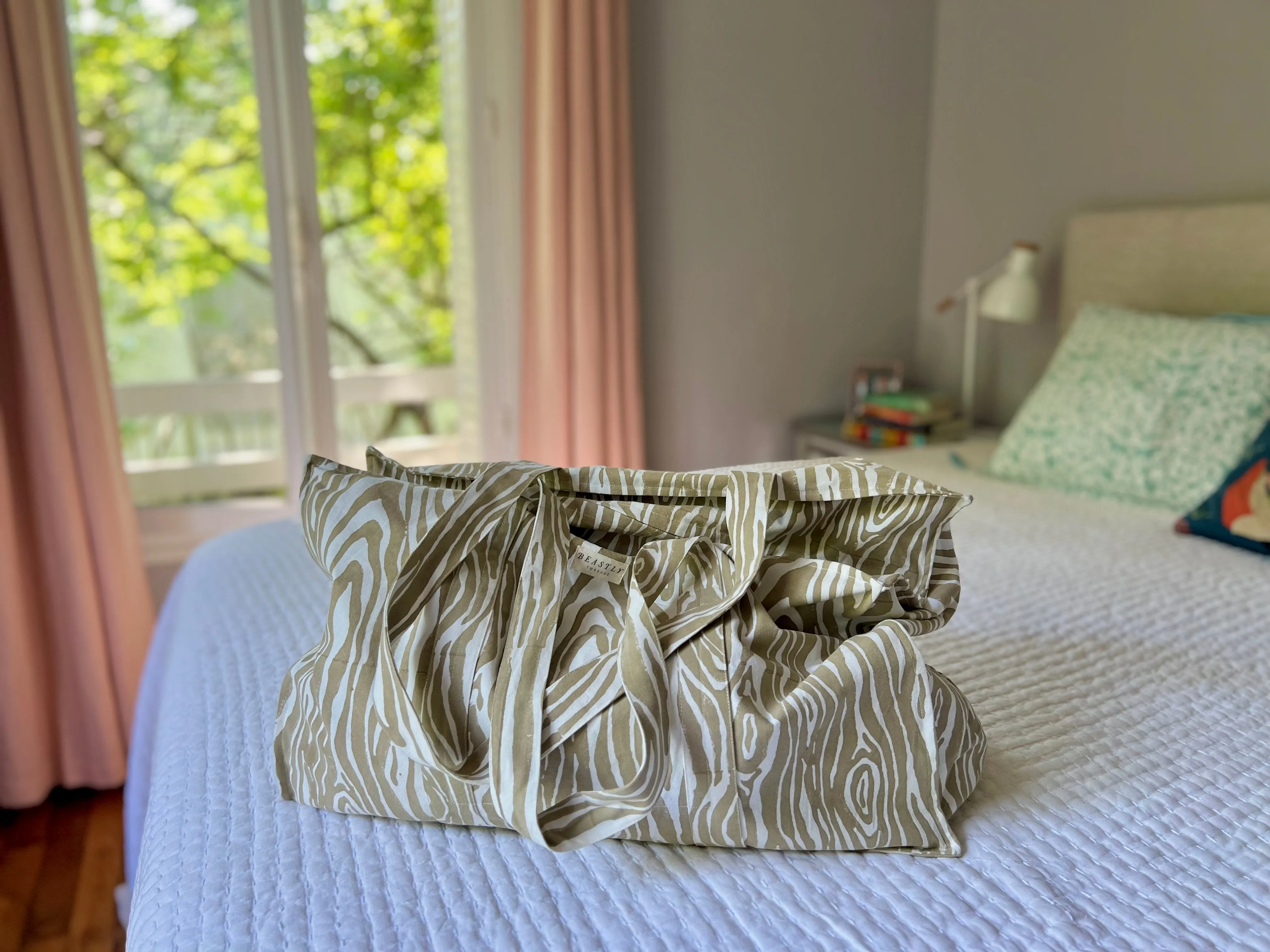 Sand Faux Bois Weekender Tote